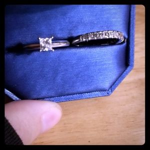 14kw White Gold Bridal Set, Engagement&Band SZ7